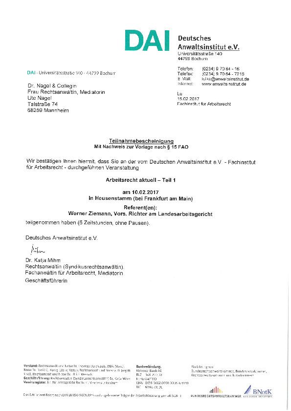 Arbeitsrecht Teil 1 (Februar / Heusenstamm)