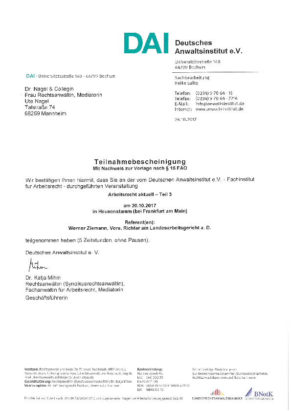Arbeitsrecht Teil 3 (Oktober / Heusenstamm)